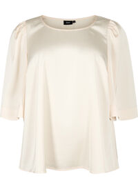 Bluse i sateng med halvlange ermer