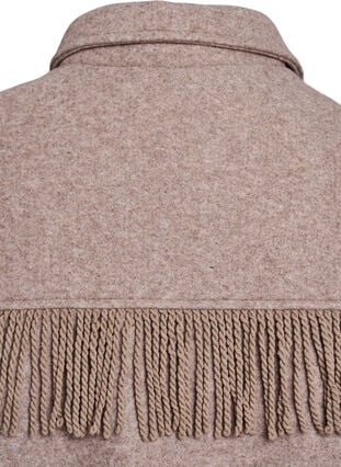 Zizzi Kort skjortejakke med frynser, Moon Rock Mel., Packshot image number 4