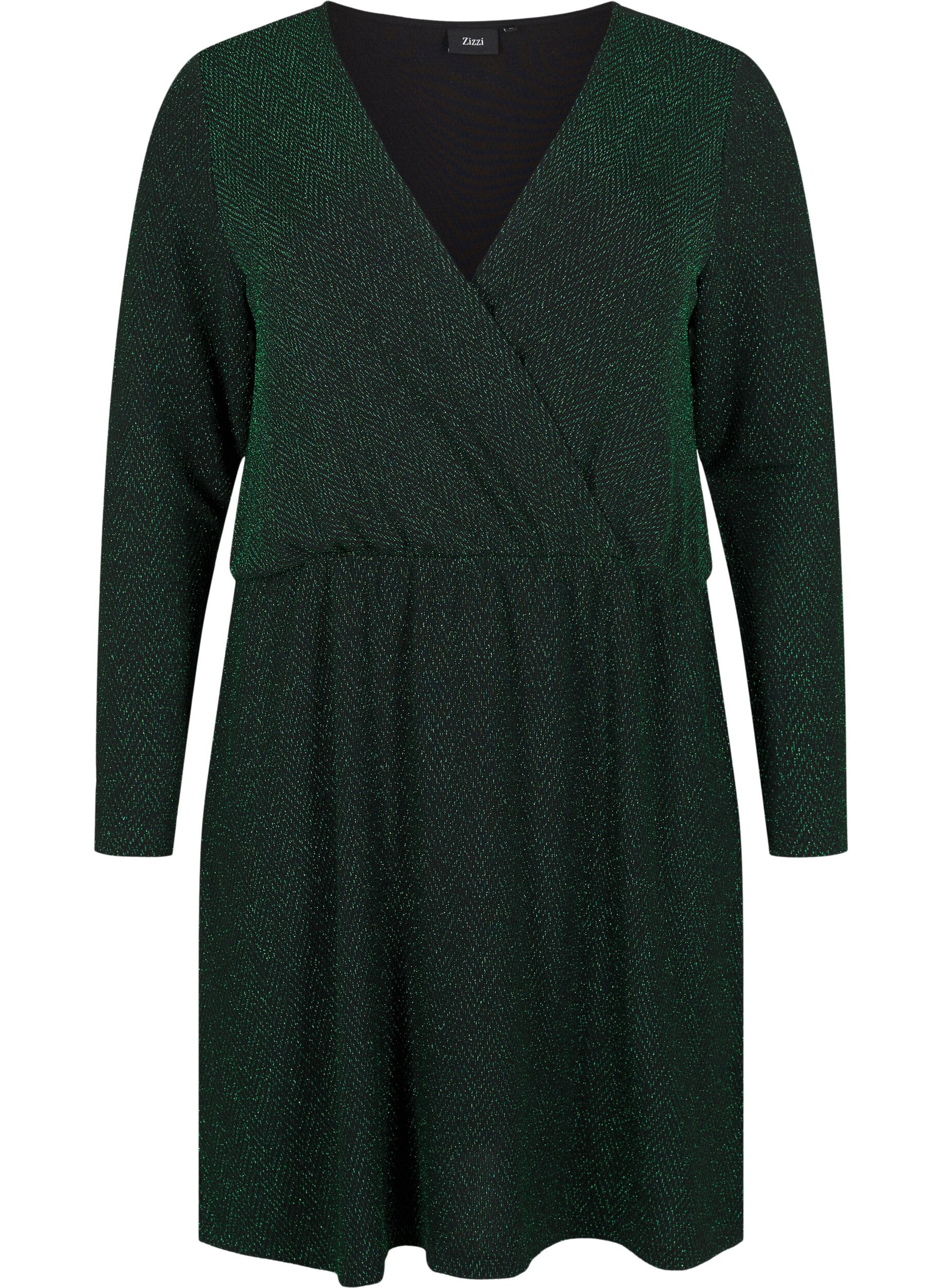 Zizzi Glitterkjole med sikksakkm&oslash;nster, Scarab ZigZagShimmer, Packshot image number 0