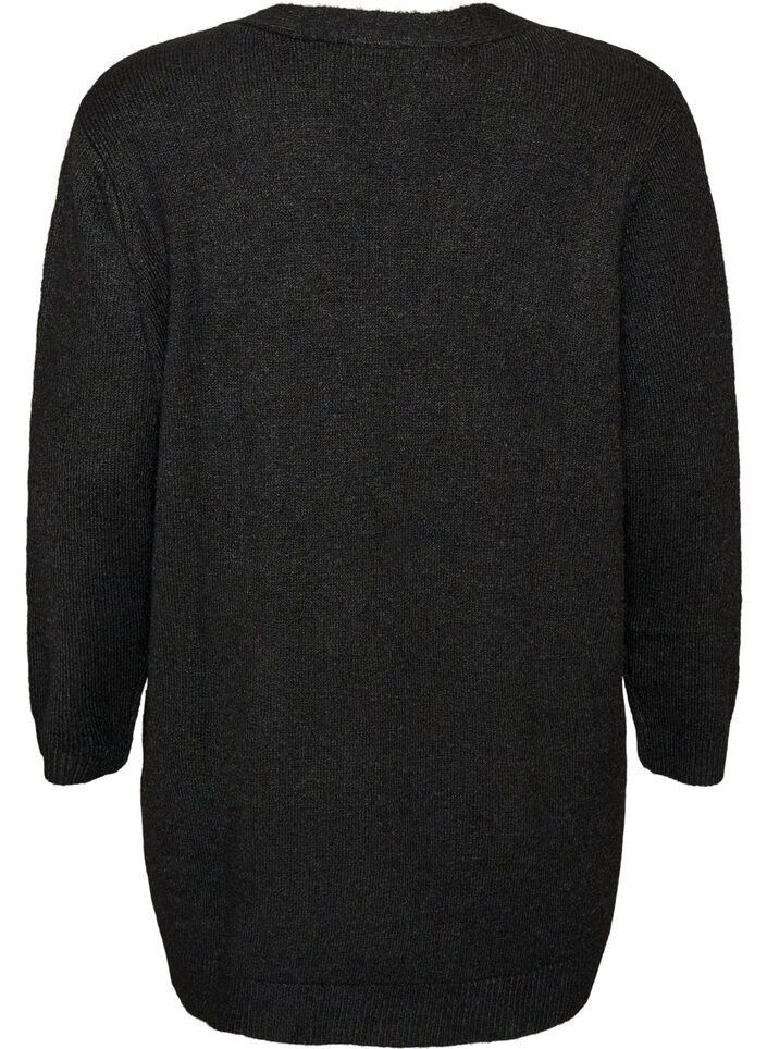 Lang cardigan med lommer, Svart, Packshot image number 1
