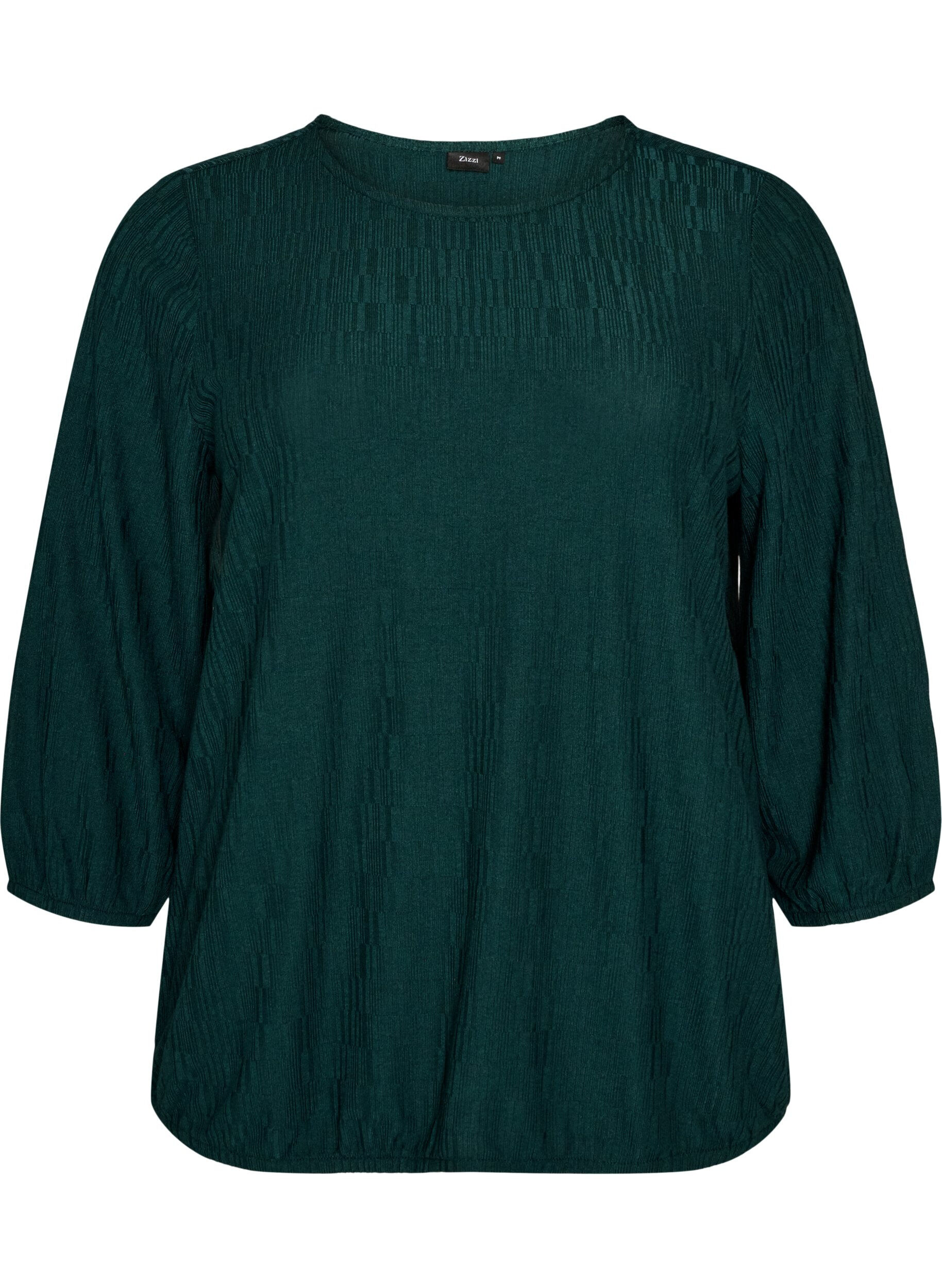 Bluse med tekstur og 3/4 ermer