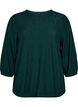 Bluse med tekstur og 3/4 ermer, Gr&oslash;nn, Packshot image number 0