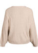 Cardigan med ribbet tekstur og ballongermer, Beige, Packshot image number 1