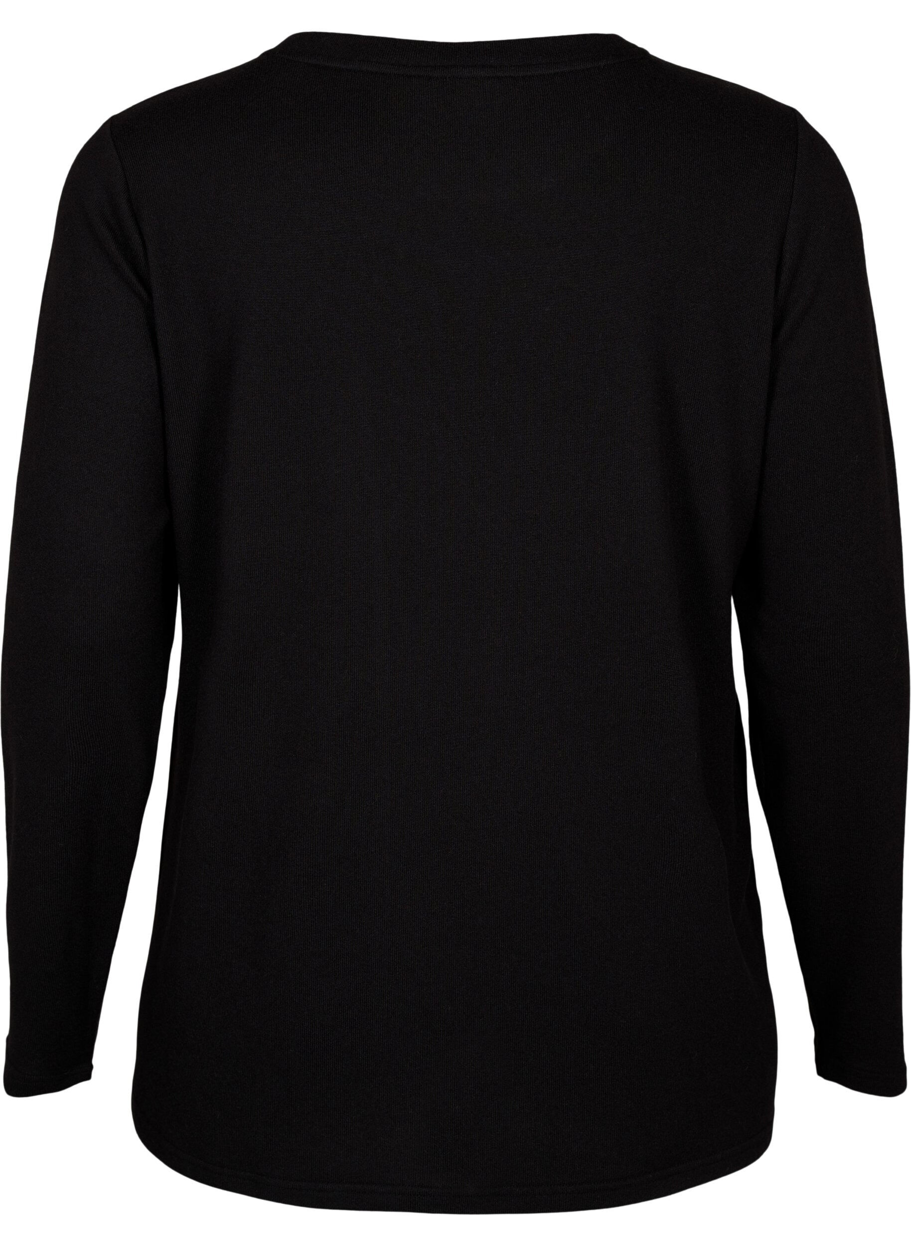 Zizzi Bluse med perlepynt, Black, Packshot image number 1
