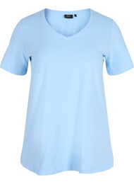 Basis T-skjorte med V-hals, Chambray Blue