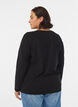 Basis jersey bluse med lange ermer, Svart, Model image number 2