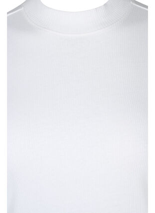 Høyhalset bluse i bomull med 2/4-ermer, Bright White, Packshot image number 2