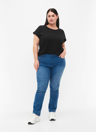 Zizzi Kortermet T-skjorte, 2 stk., Svart, Model image number 1