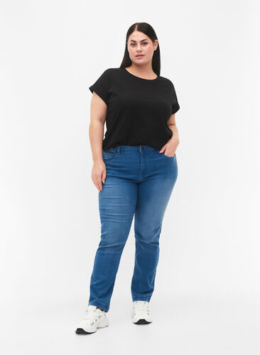 Zizzi Kortermet T-skjorte, 2 stk., Svart, Model image number 1