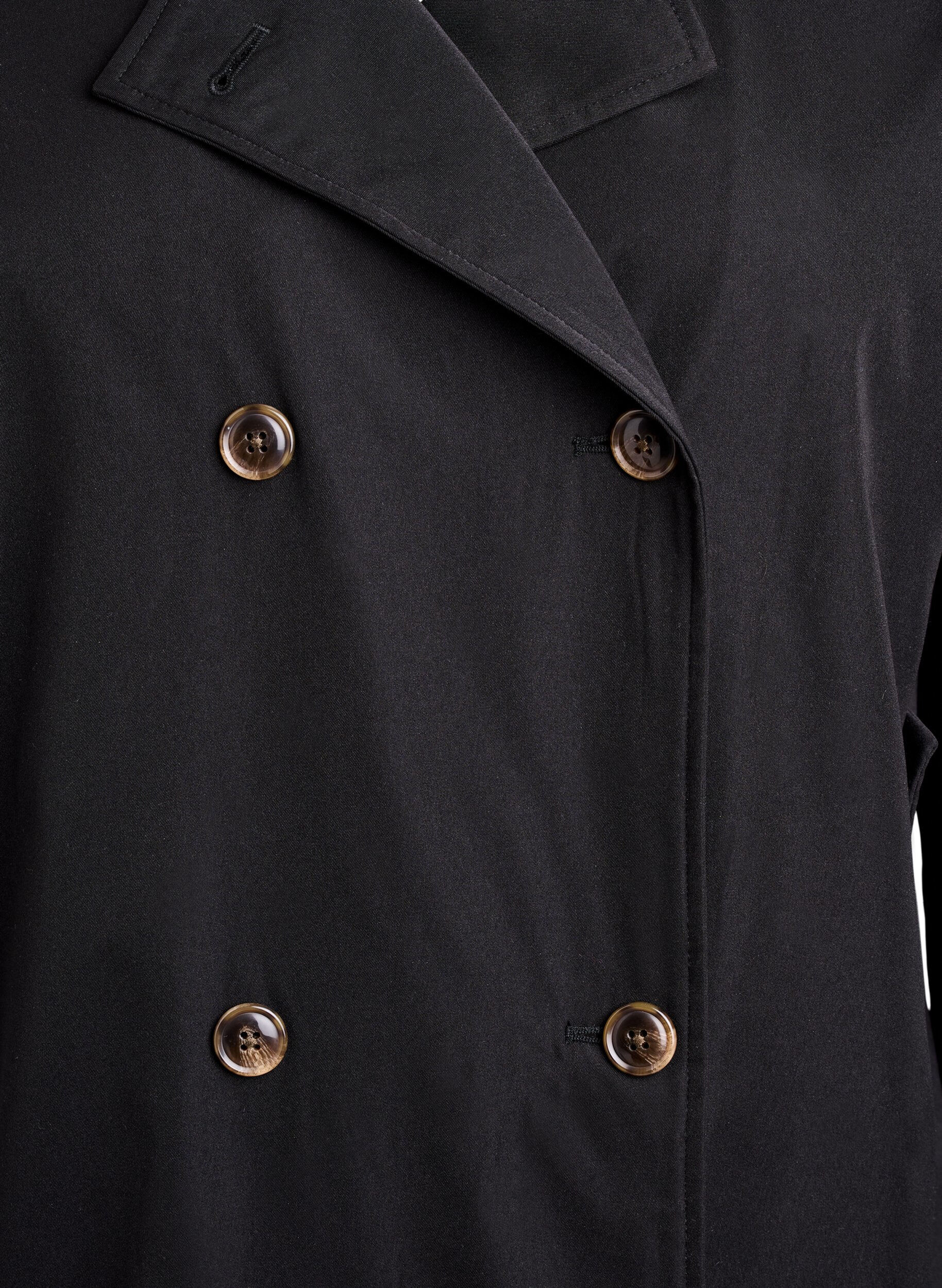 Zizzi Kort trenchcoat med lommer, Svart, Packshot image number 2