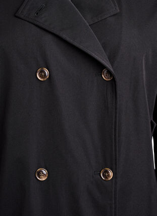 Zizzi Kort trenchcoat med lommer, Svart, Packshot image number 2