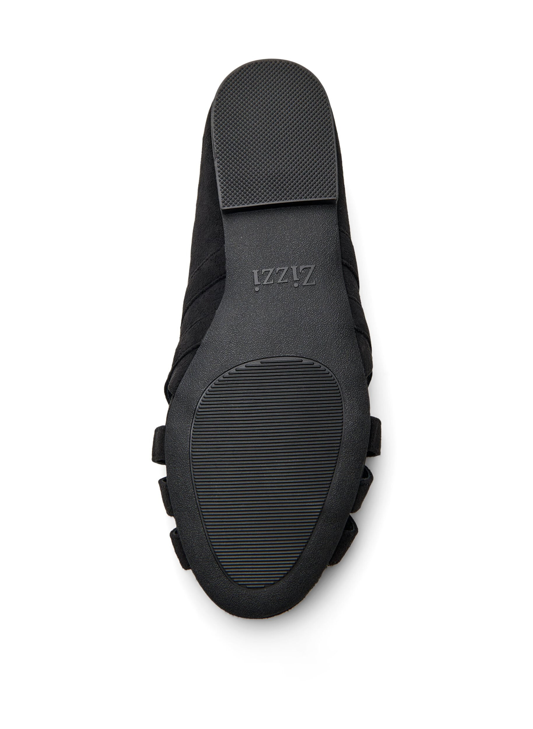 ZizziBallerina i imitert semsket skinn med kryssede stropper, Svart, Packshot image number 4
