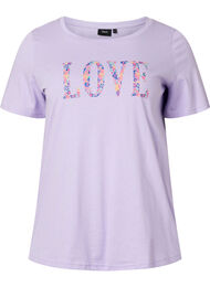 T-skjorte i bomull med rund hals og trykk, Lavender W. Love, Packshot