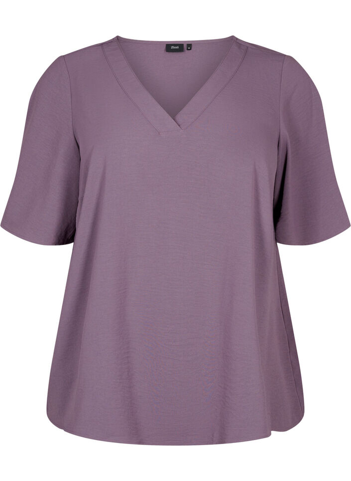 Kortermet bluse med A-fasong, Vintage Violet, Packshot image number 0
