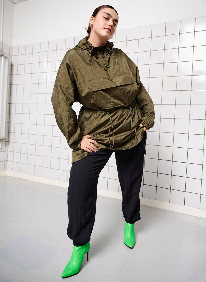 Lang anorak med hette og lommer, Grape Leaf, Image image number 0