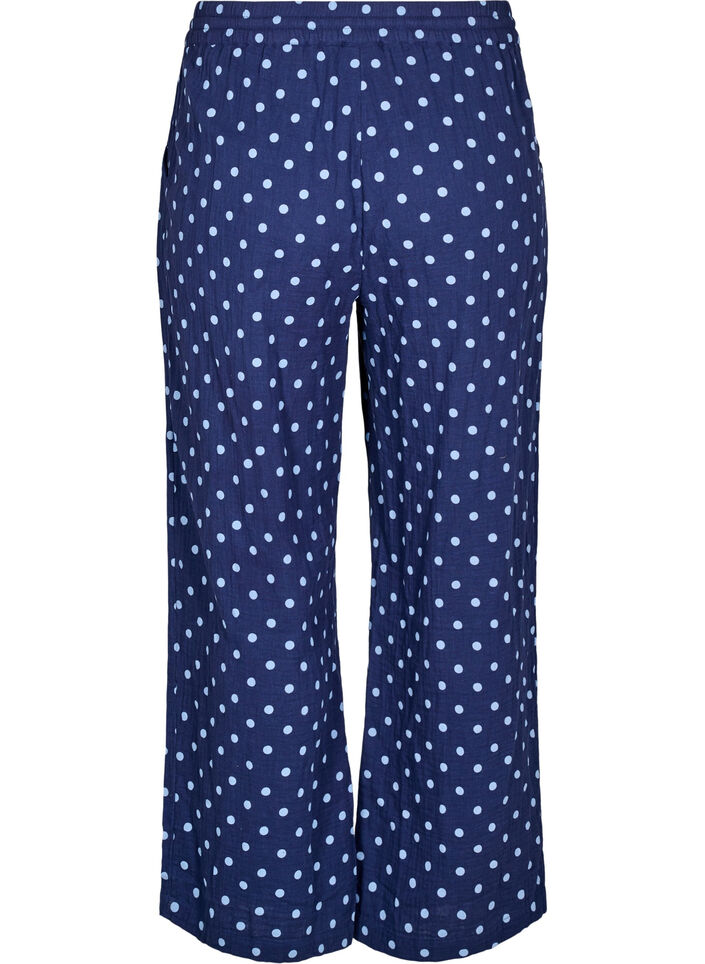 Løse bukser i bomullsmuslin med polka dots, Blå, Packshot image number 1