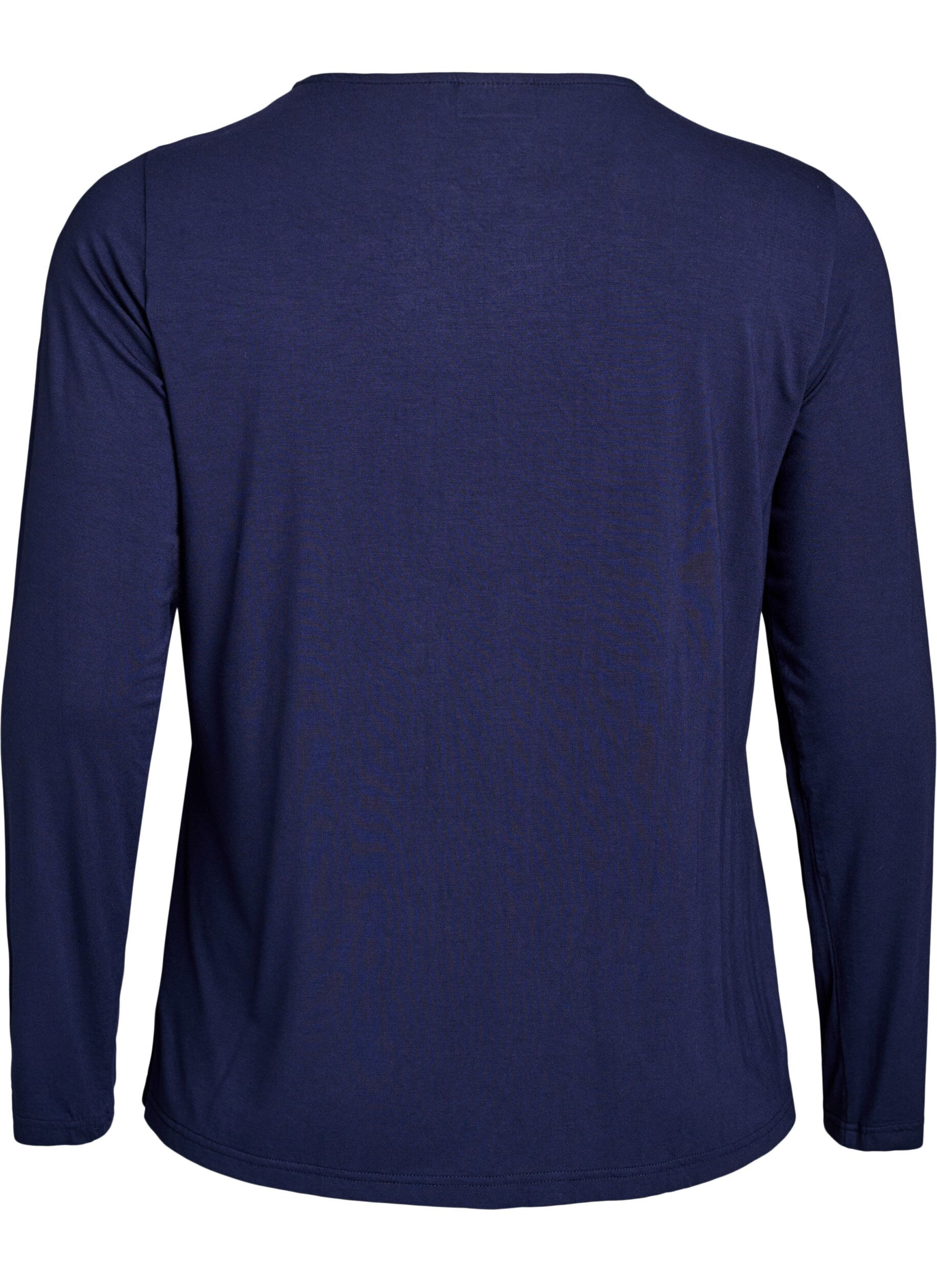 ZizziEnsfarvet bluse med lange ermer, Bl&aring;, Packshot image number 1