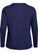 Ensfarvet bluse med lange ermer, Bl&aring;, Packshot image number 1