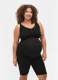 Tettsittende gravidshorts i bomull, Black, Model