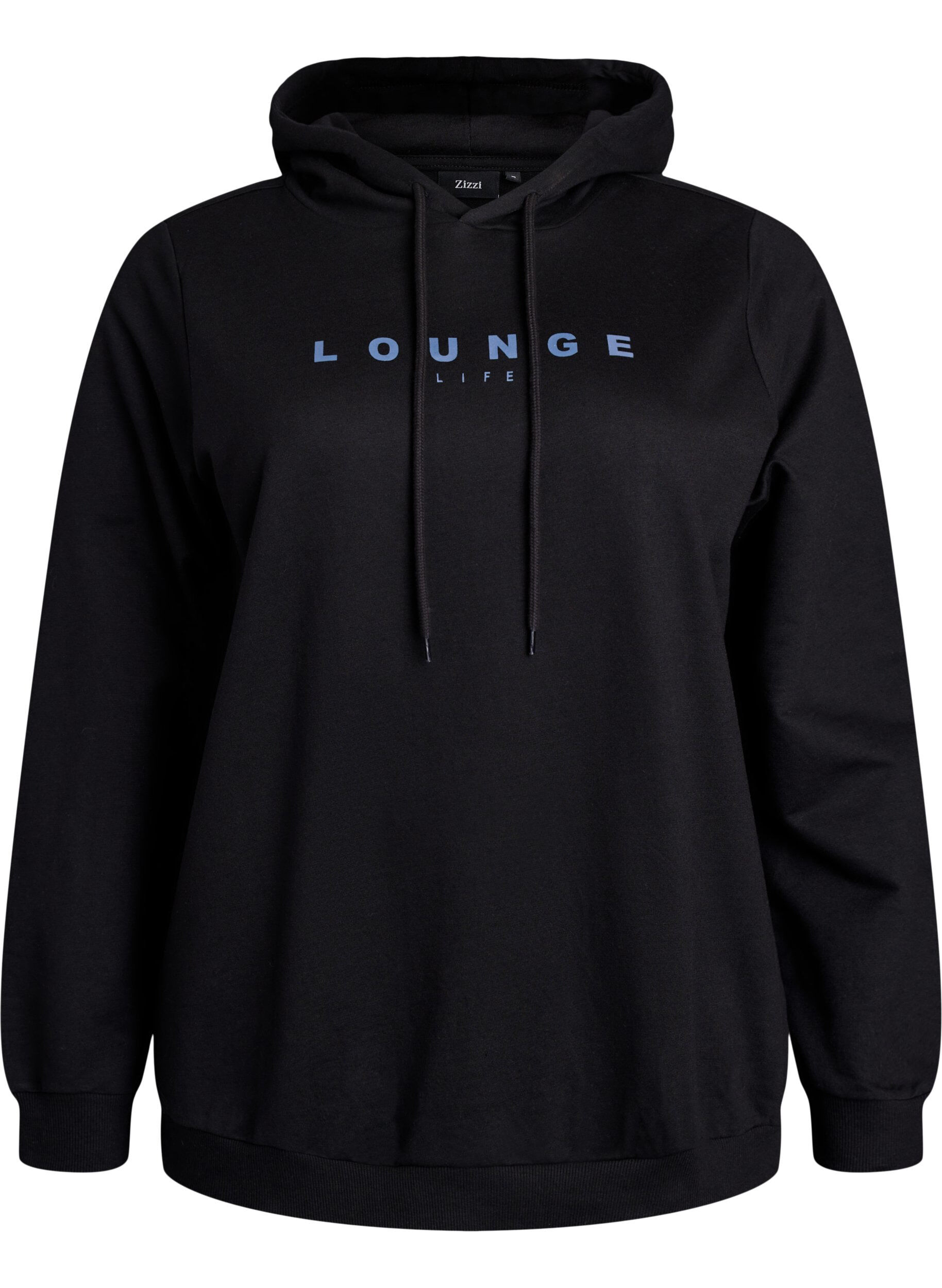 Genser med hette og trykk