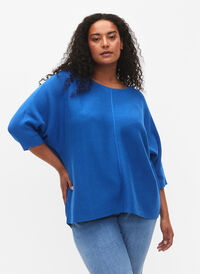 Strikket bluse med 3/4-ermer, Princess Blue, Model