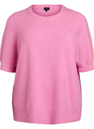 Strikket bluse med korte ermer, Begonia Pink Mel.