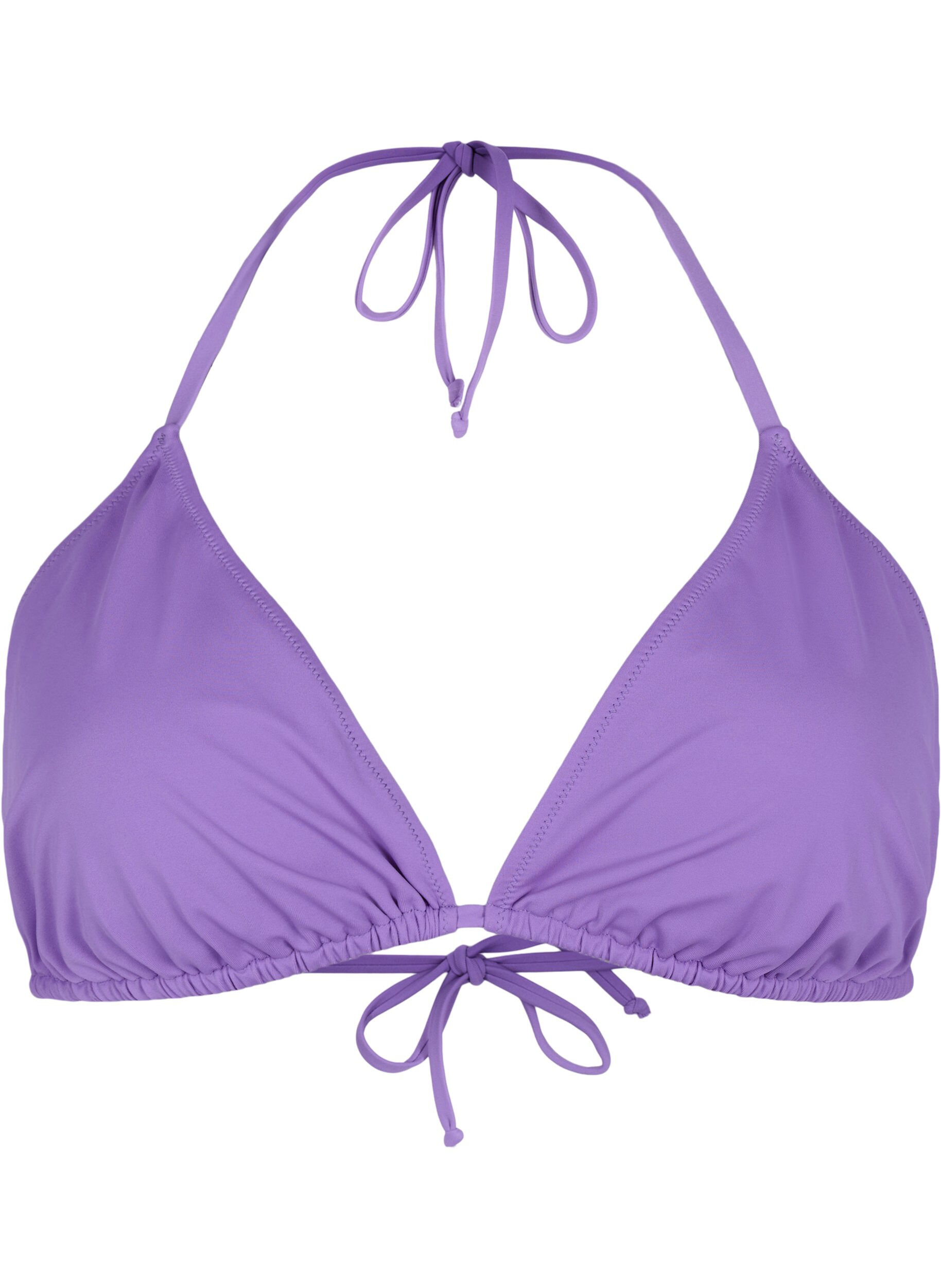 Zizzi Ensfarget trekantbikini, Lilla, Packshot image number 0