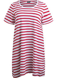 Stripete jerseykjole med korte ermer, Urban Red Stripe