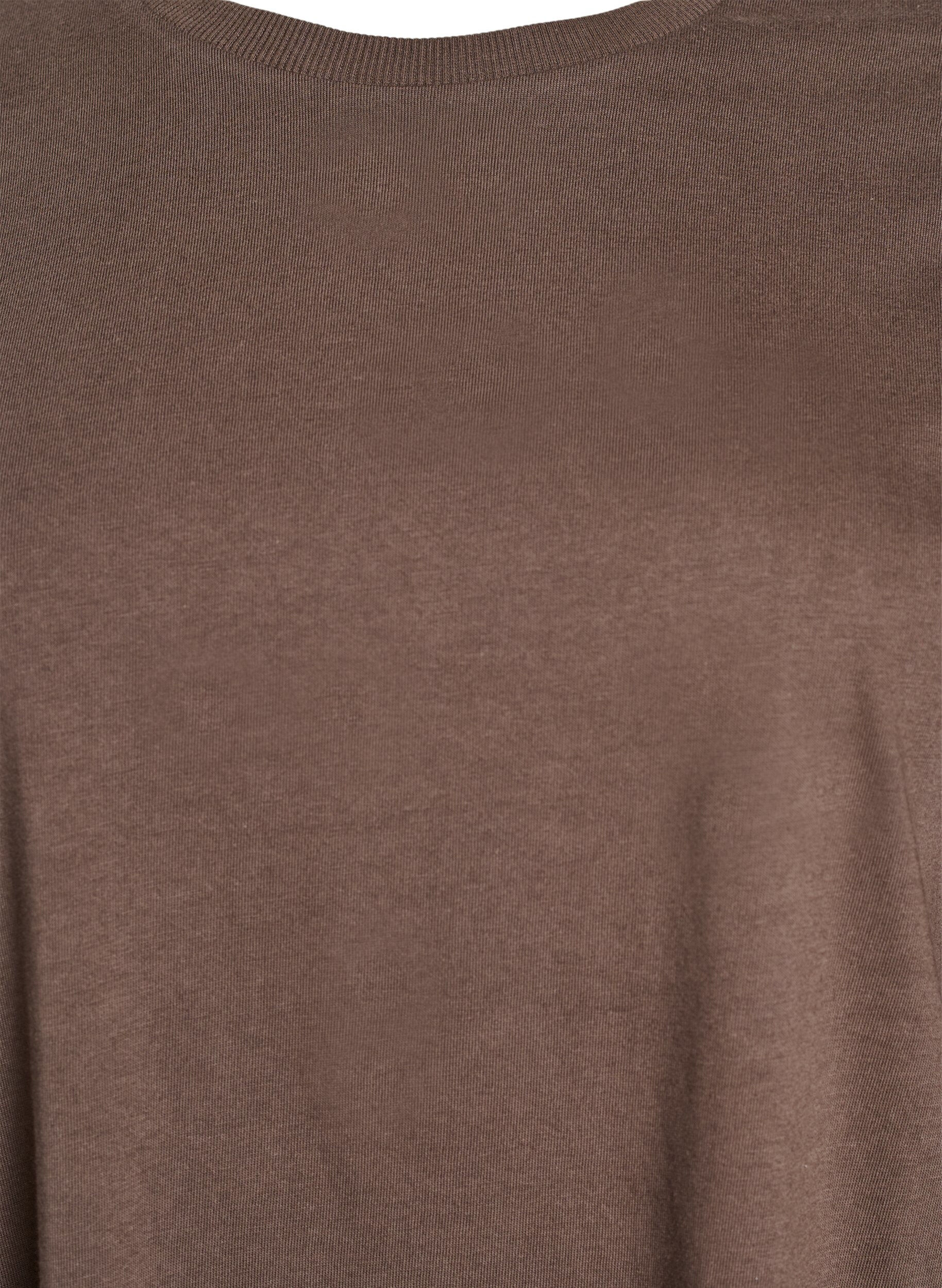 Zizzi T-skjortekjole i bomull i knelengde, Brun, Packshot image number 2