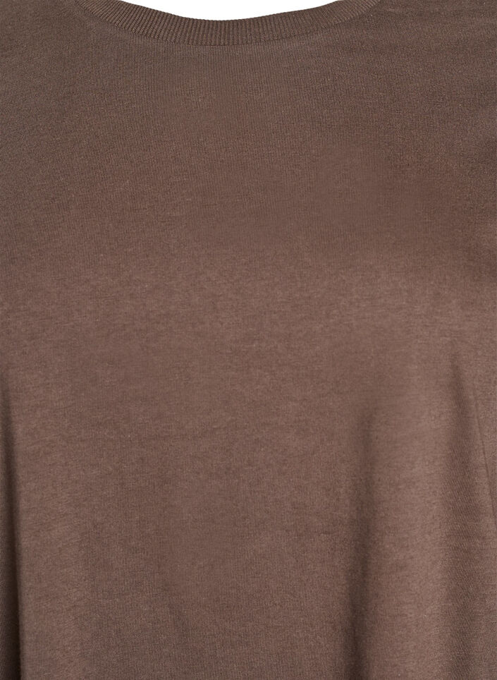 T-skjortekjole i bomull i knelengde, Brun, Packshot image number 2