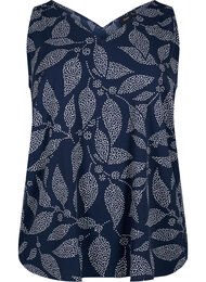Topp med trykk og V-hals, Navy B. w. Dot Leaf