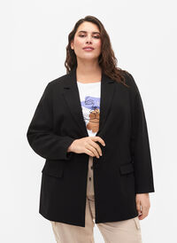 Klassisk blazer med knappelukking, Black, Model