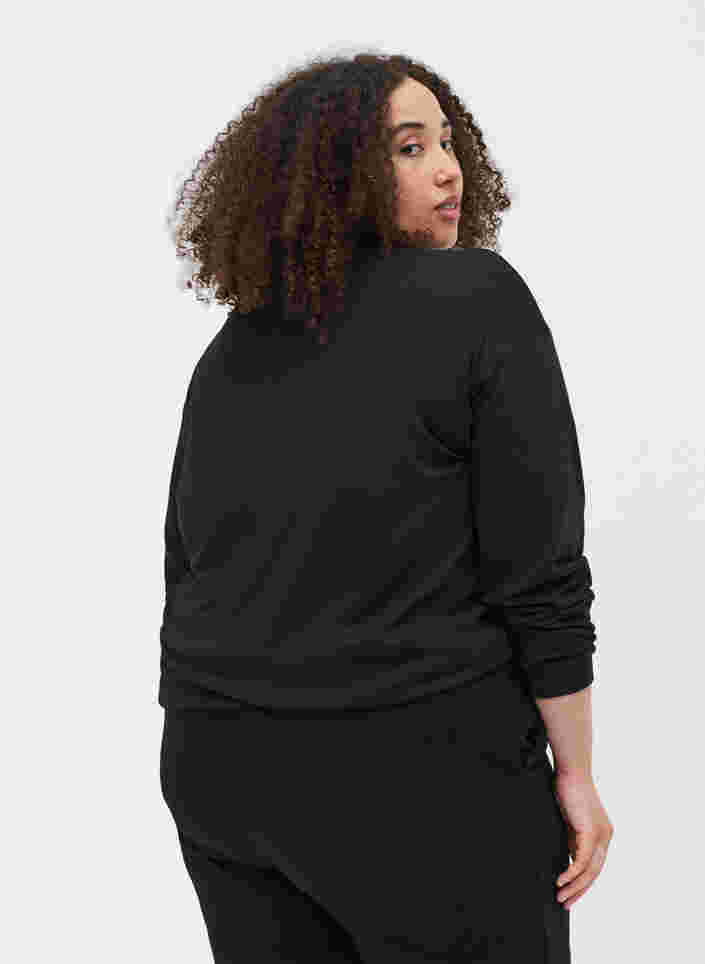 Langermet bluse med glitter, Black, Model image number 1
