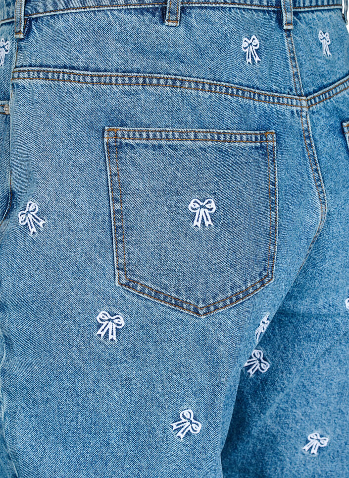Mille mom-fit jeans med broderi, Bl&aring;, Packshot image number 3