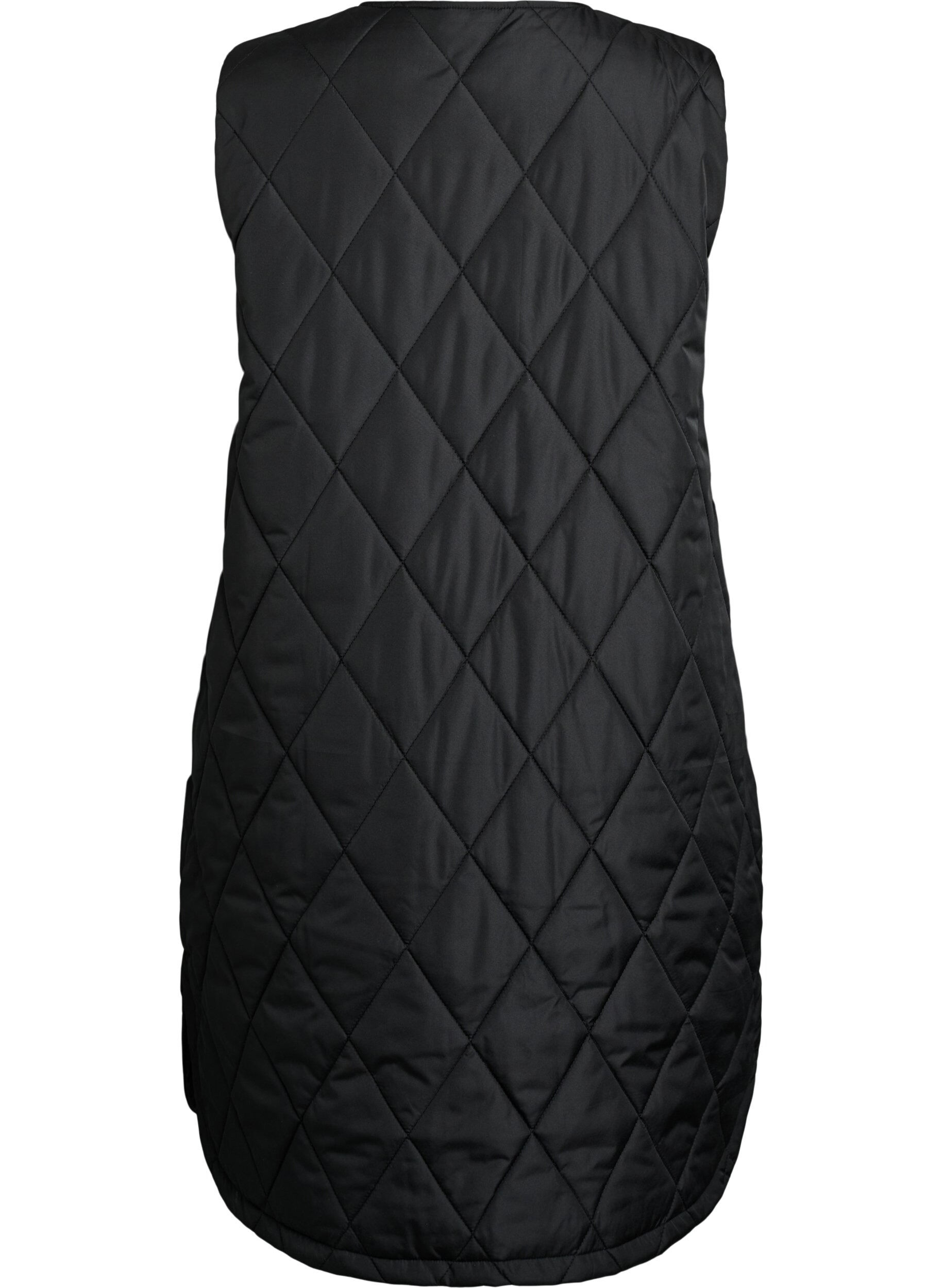 ZizziLangt vattert vest med trykknapper, Svart, Packshot image number 1