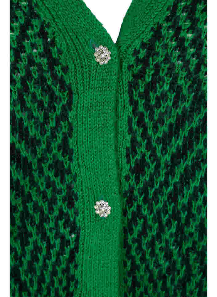 Mønstrete strikket cardigan med knapper, Jolly Green Comb, Packshot image number 2