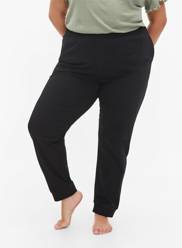 Pysjamasbukser i bomull, Black, Model image number 1
