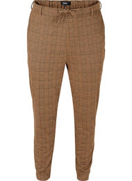 Cropped Maddison bukser med ruter, Brown Check