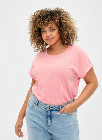 Melert T-skjorte med korte ermer, Living Coral Mel., Model