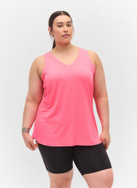 Treningstopp med V-hals, Neon pink, Model
