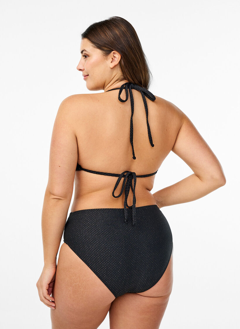 Bikinibukse med glitter og tai-snitt, Black, Model