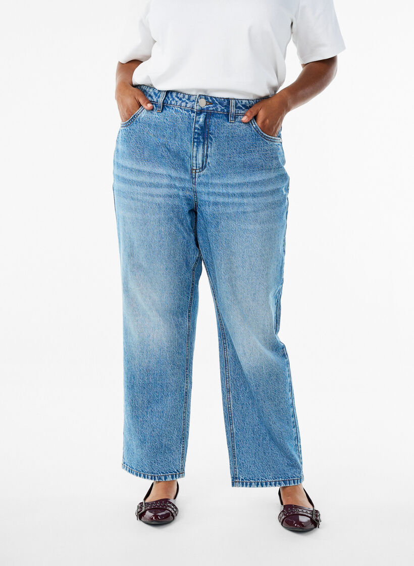 Jeans med straight fit og høy midje, L.B.Denim, Model