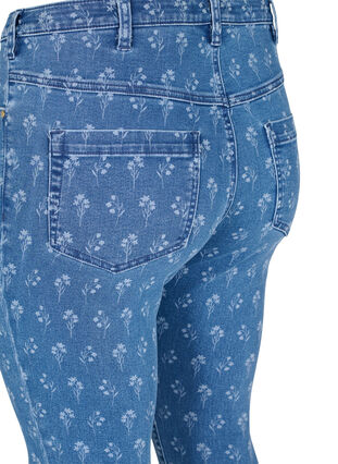 Super slim Amy jeans med blomstermønster, Blue denim, Packshot image number 3