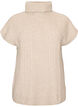 Strikket vest med rullehals og kabelstrikk, Beige, Packshot image number 0