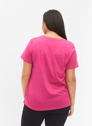 T-skjorte i bomull med mønsterdetalj, Beetroot Purple NEW, Model image number 1