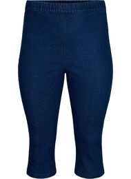 FLASH - Slim fit capribukser i denim med høyt liv, Blue denim