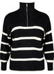 Pullover med striper og høy krage	, Black w. Birch, Packshot image number 0