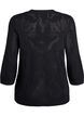 Strikket bluse med åpent mønster og 3/4-ermer, Black, Packshot image number 1