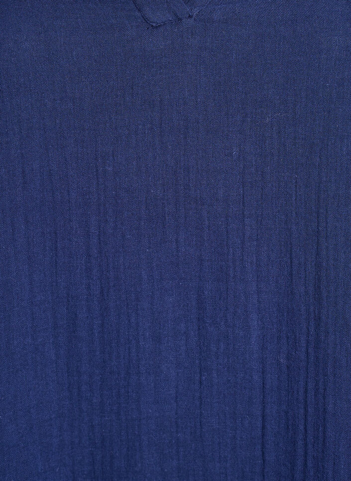 Kort A-linjekjole i bomullsmuslin, Bl&aring;, Packshot image number 2