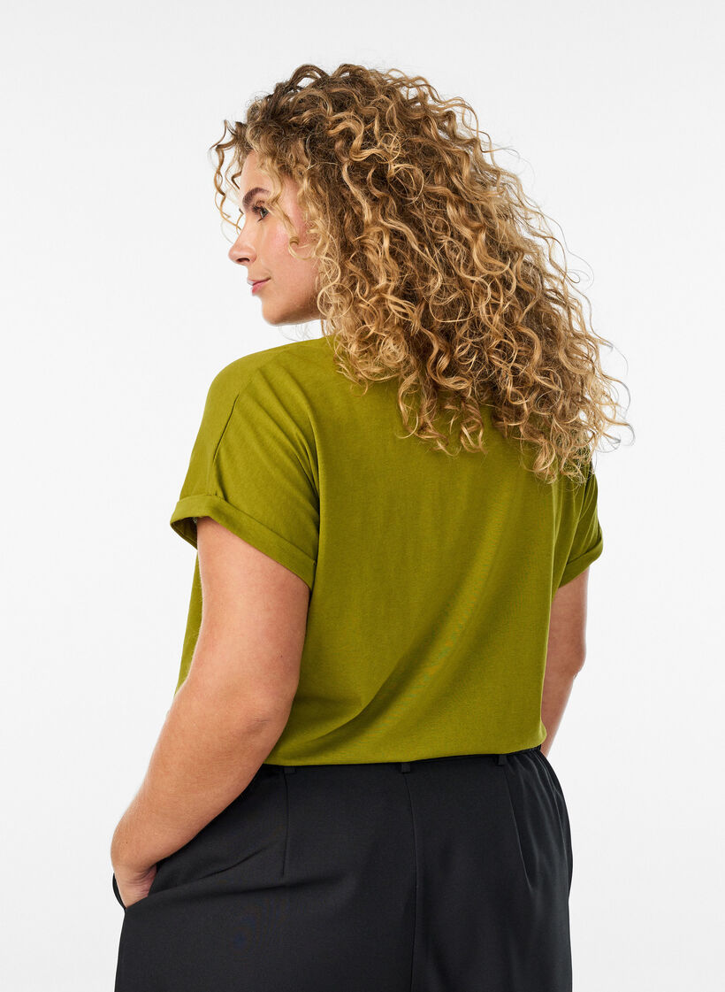 Kortermet T-skjorte i bomullsblanding, Gr&oslash;nn, Model image number 2